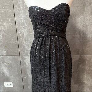 Amsale Size 4 Formal Gown Black Sequins Strapless Stunning  size 4